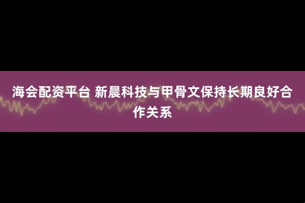 海会配资平台 新晨科技与甲骨文保持长期良好合作关系