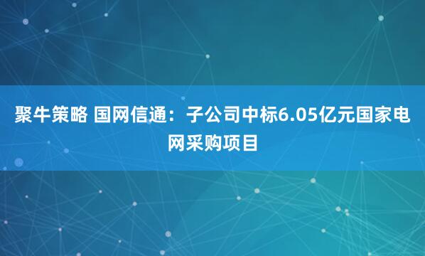 聚牛策略 国网信通：子公司中标6.05亿元国家电网采购项目
